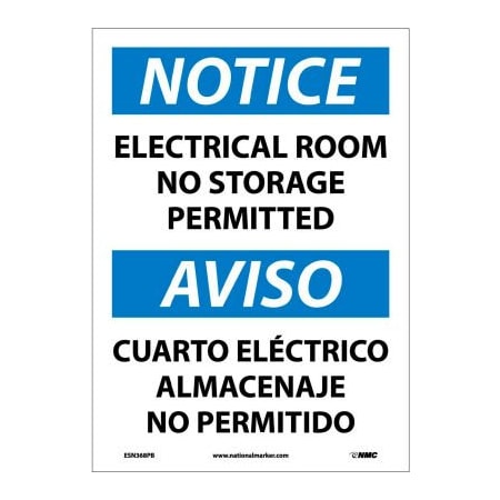 Bilingual Vinyl Sign - Notice Electrical Room No Storage Permitted
